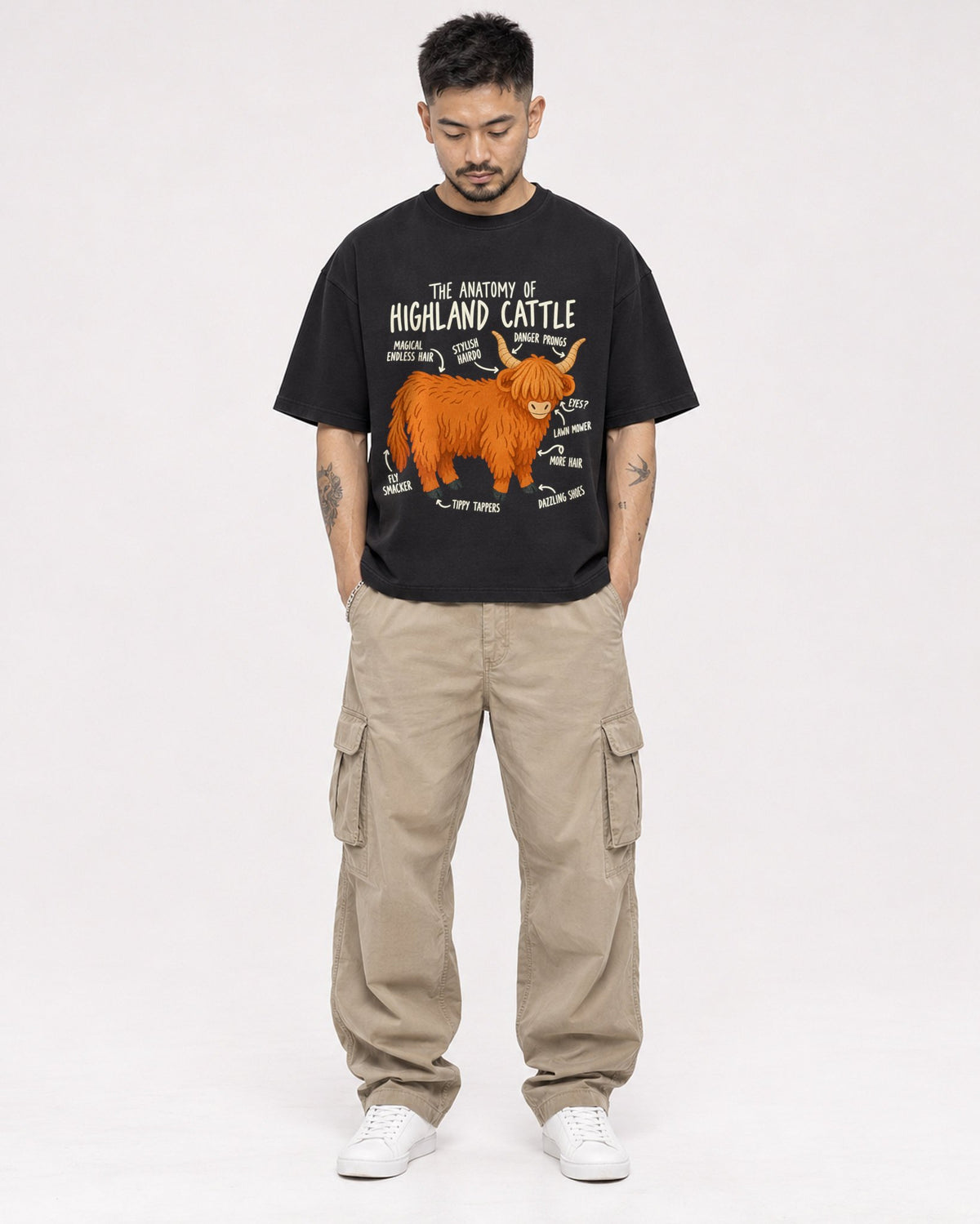 Mockup Boxy Heavyweight Tee Black male full-body 12