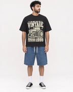 Mockup Boxy Heavyweight Tee Black male full-body 07