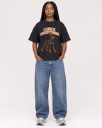 Mockup Boxy Heavyweight Tee Black female full-body 04