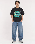 Mockup Boxy Heavyweight Tee Black male full-body 02