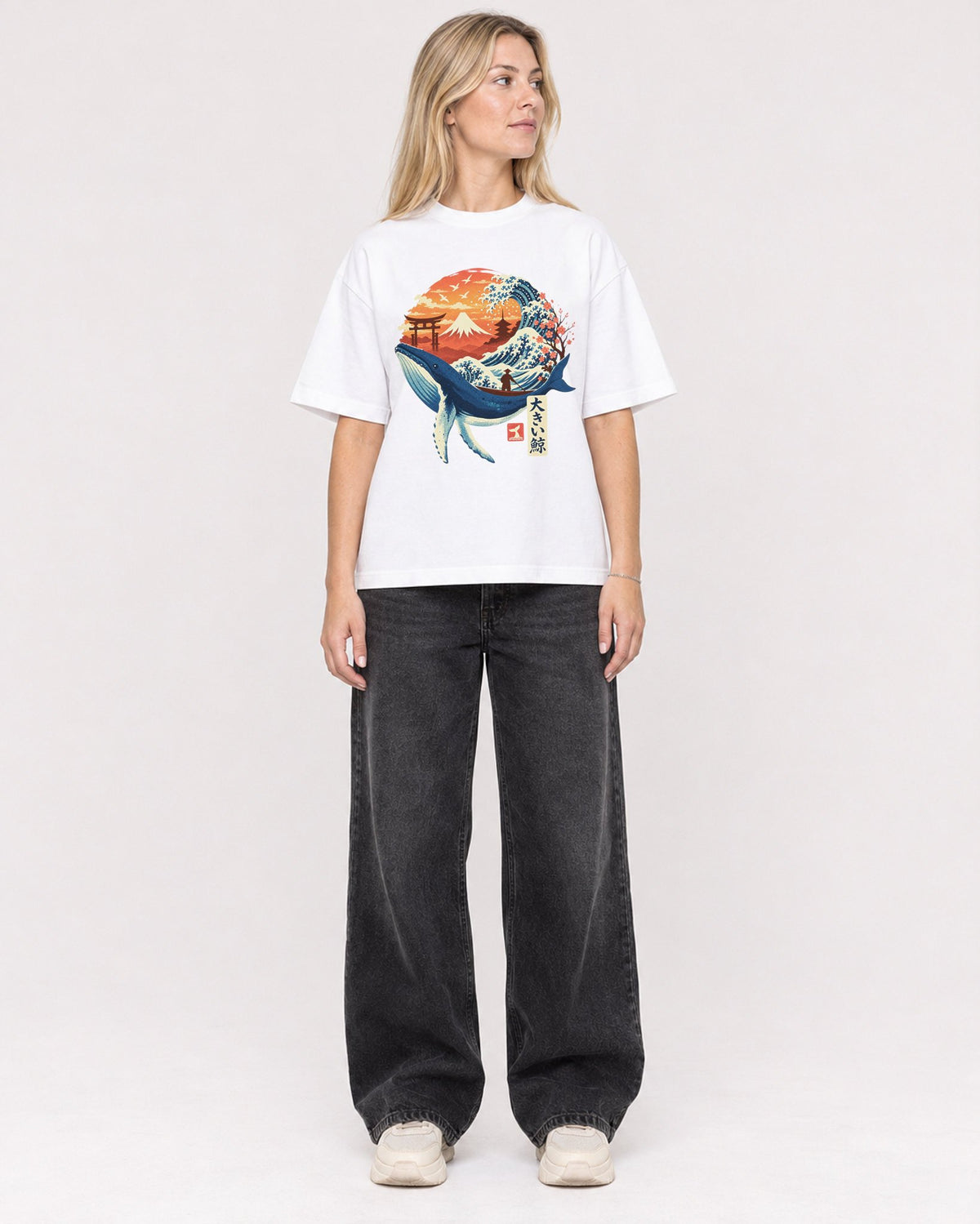 Mockup Boxy Heavyweight Tee White female full-body 08