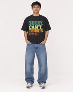 Mockup Boxy Heavyweight Tee Black male full-body 46