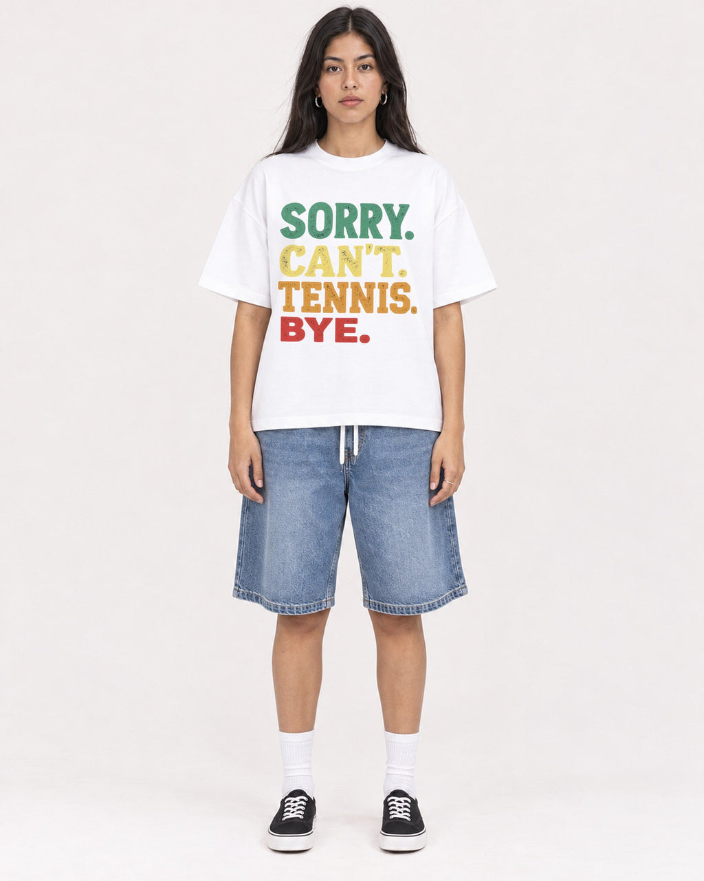 Mockup Boxy Heavyweight Tee White female full-body 46