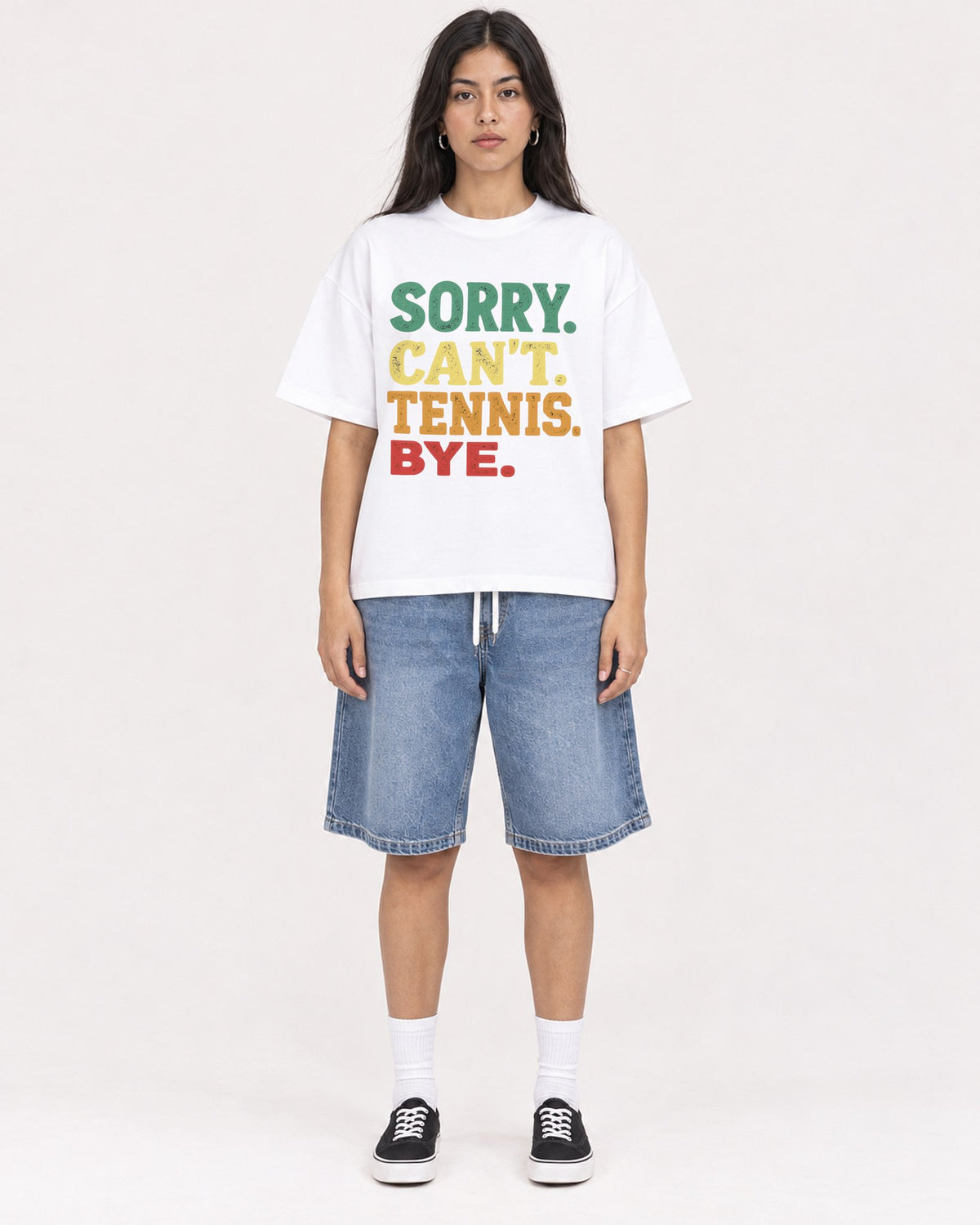 Mockup Boxy Heavyweight Tee White female full-body 46