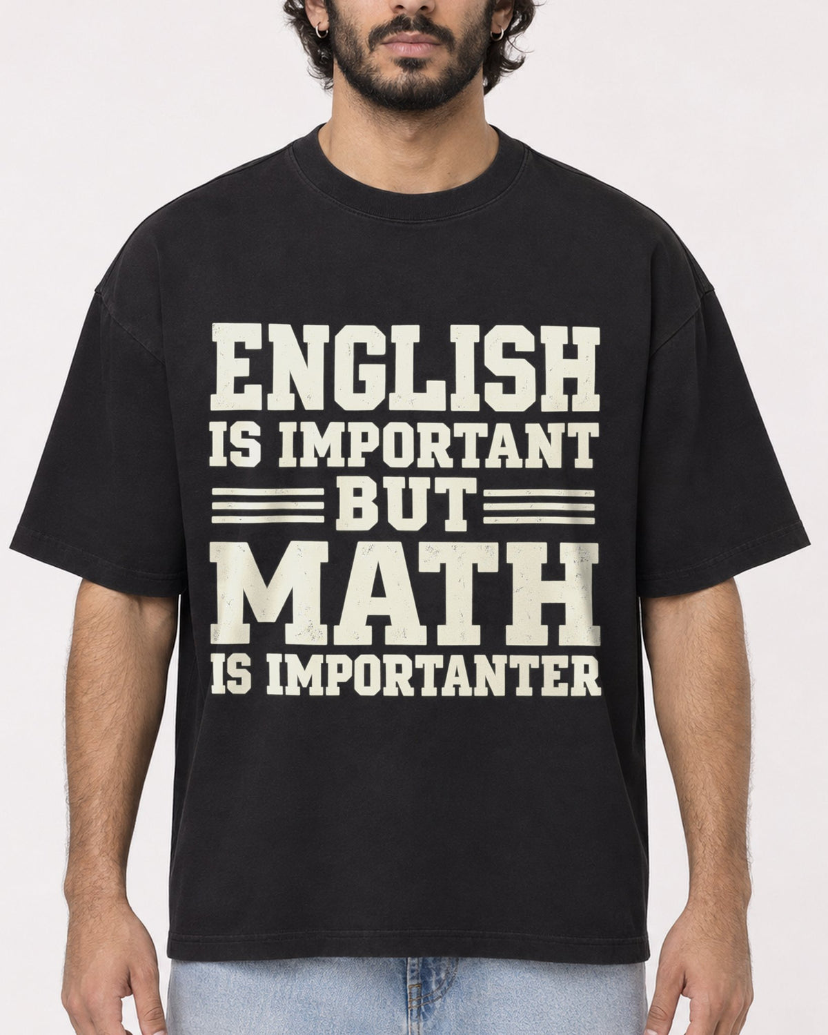 Mockup Boxy Heavyweight Tee Black male close-up 17