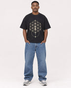Mockup Boxy Heavyweight Tee Black male full-body 14