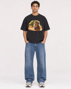 Mockup Boxy Heavyweight Tee Black male full-body 10