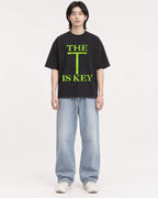 Mockup Boxy Heavyweight Tee Black male full-body 41