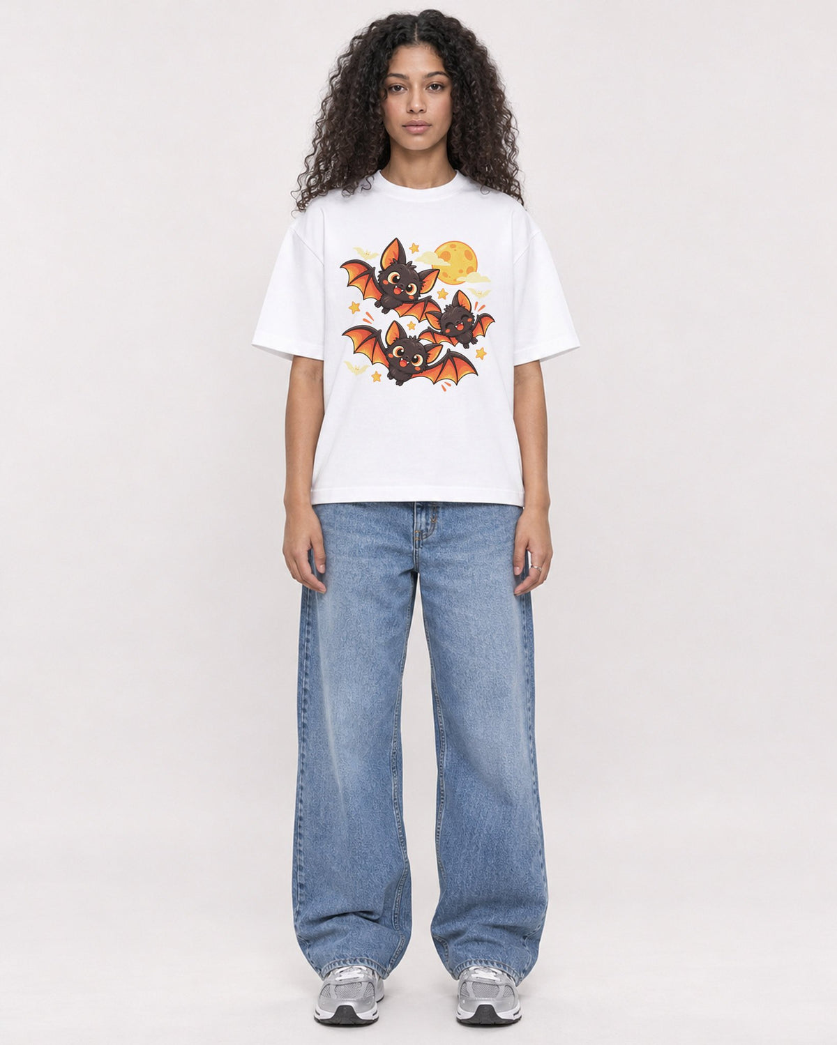 Mockup Boxy Heavyweight Tee White female full-body 10