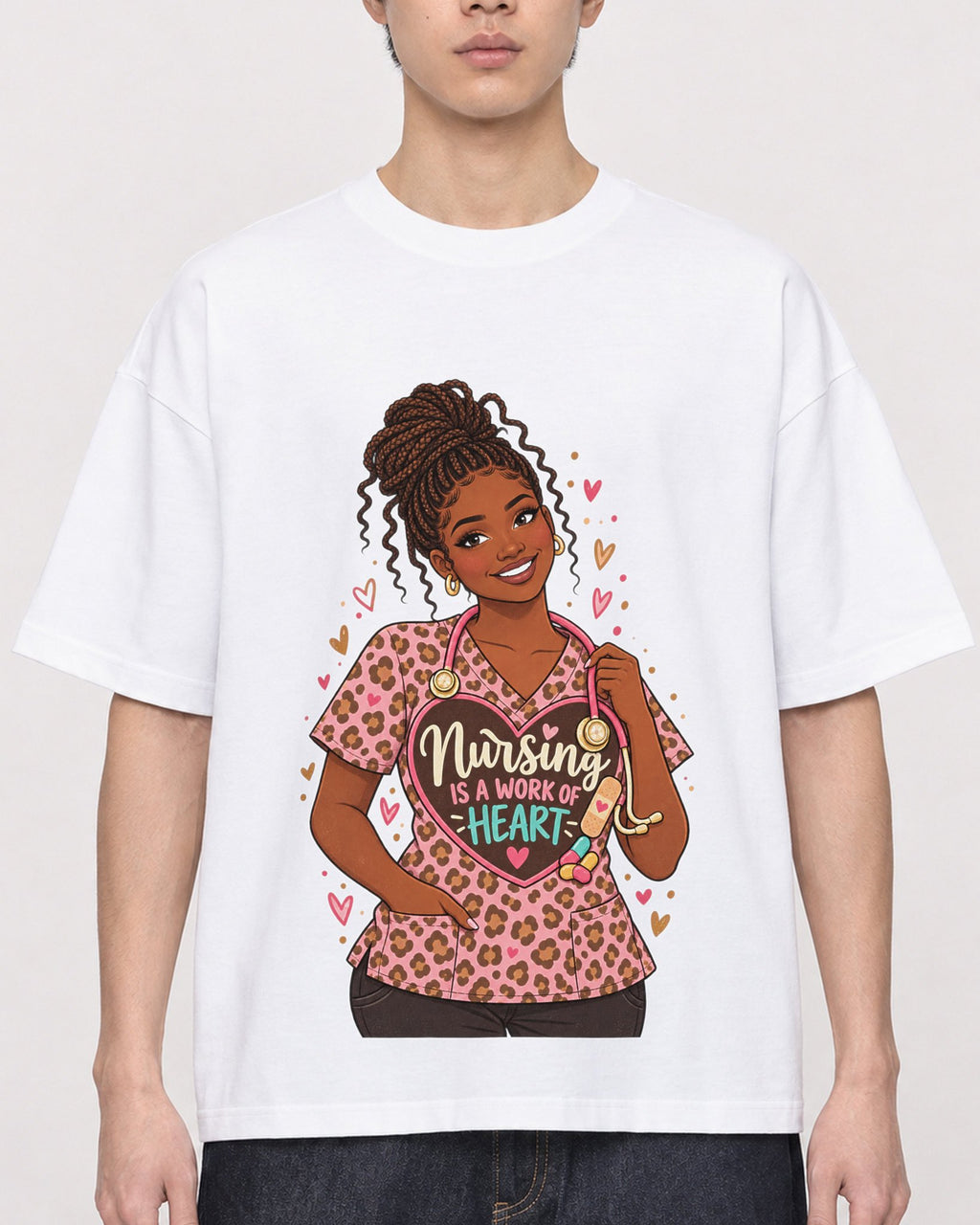 Mockup Boxy Heavyweight Tee White male close-up 01