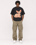 Mockup Boxy Heavyweight Tee Black male full-body 04