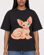 Mockup Boxy Heavyweight Tee Black female close-up 04