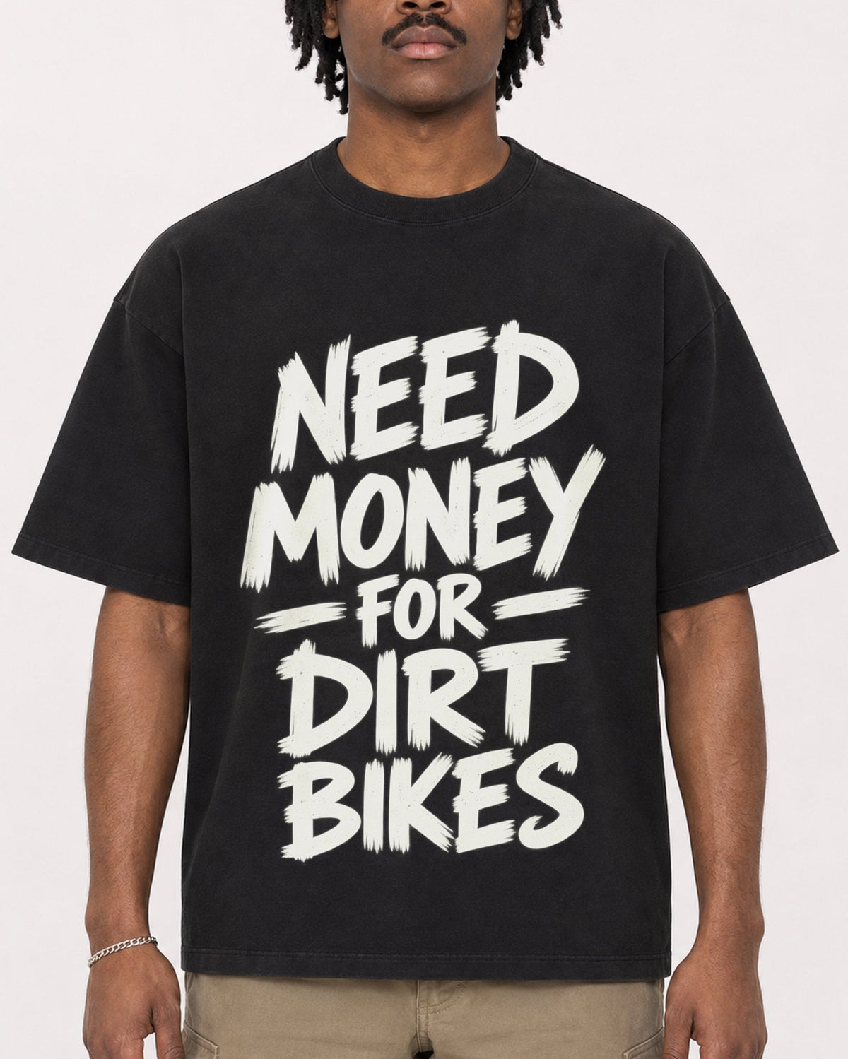 Mockup Boxy Heavyweight Tee Black male close-up 04
