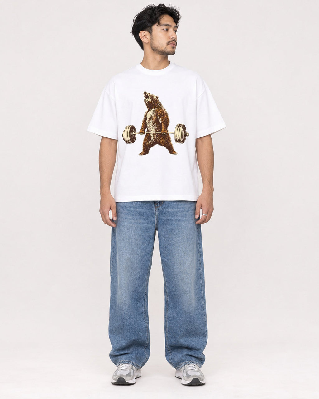 Mockup Boxy Heavyweight Tee White male full-body 02