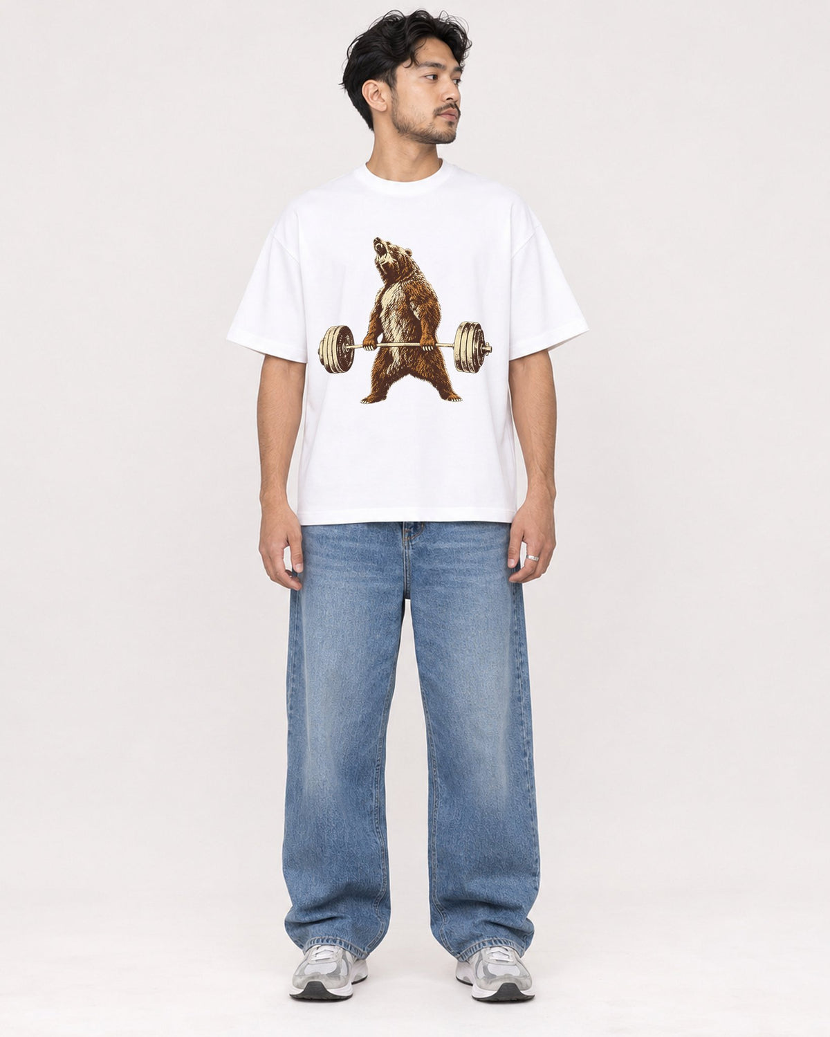 Mockup Boxy Heavyweight Tee White male full-body 02