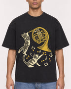 Mockup Boxy Heavyweight Tee Black male close-up 50