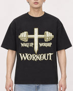 Mockup Boxy Heavyweight Tee Black male close-up 01