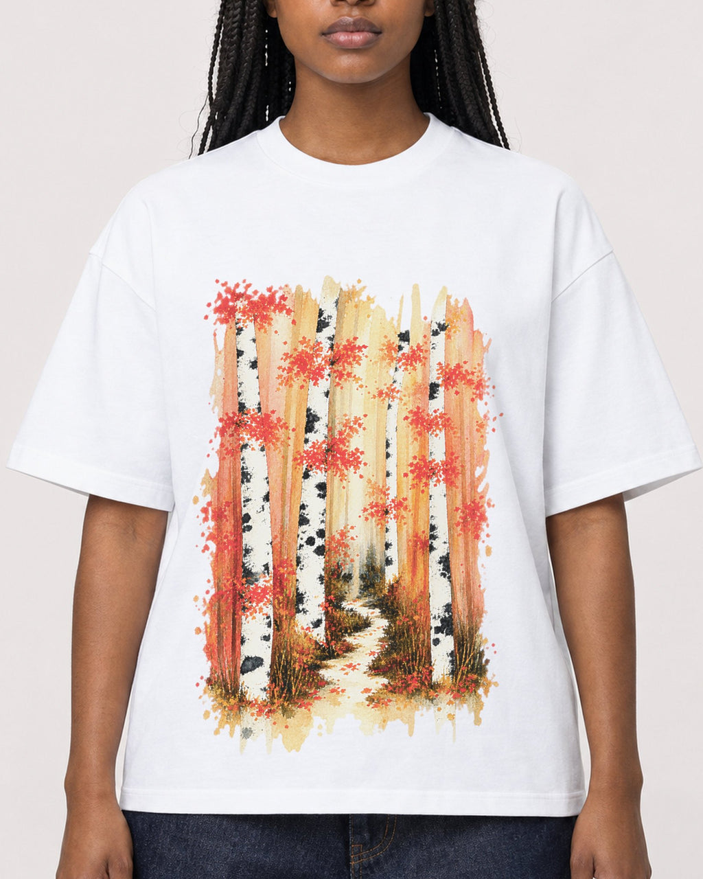 Mockup Boxy Heavyweight Tee White female close-up 04