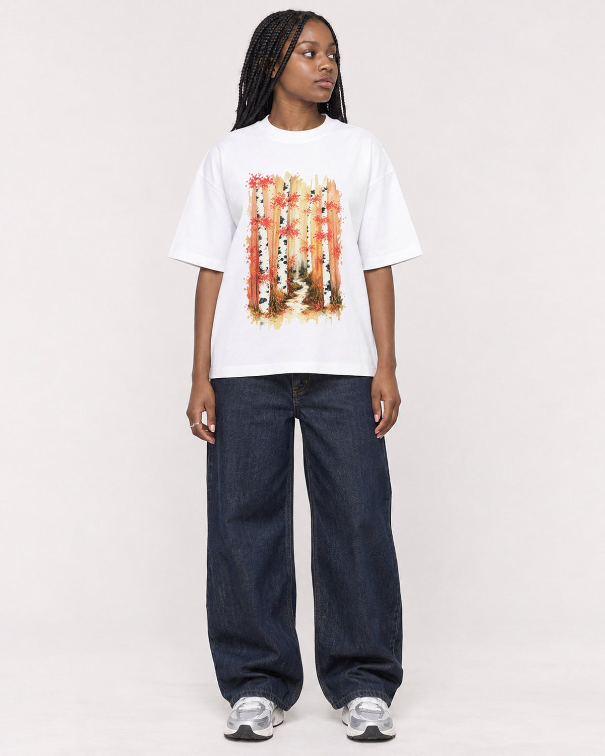 Mockup Boxy Heavyweight Tee White female full-body 04