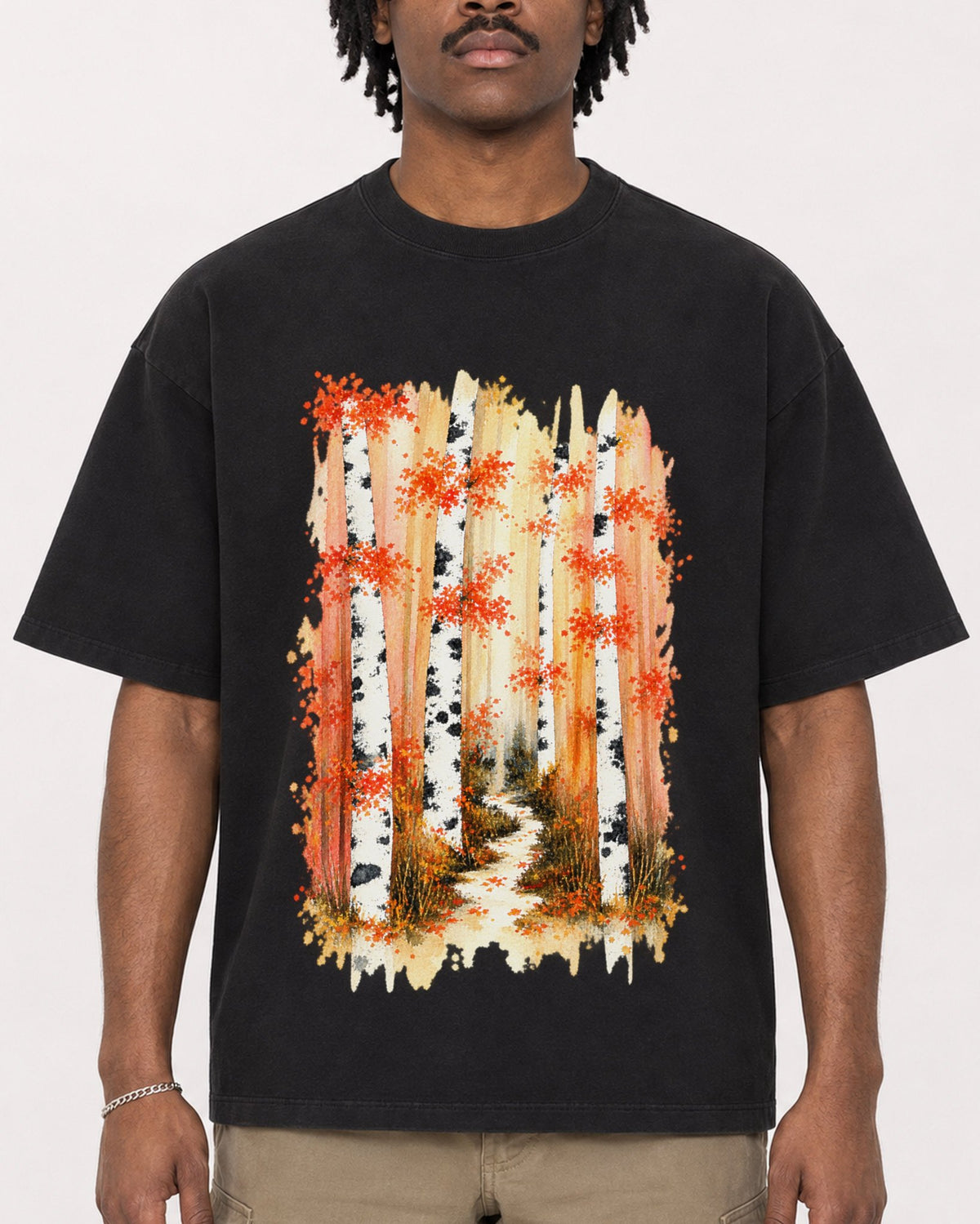 Mockup Boxy Heavyweight Tee Black male close-up 04