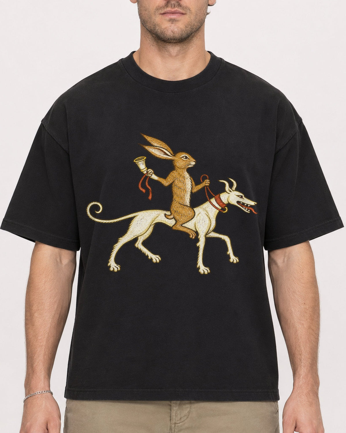 Mockup Boxy Heavyweight Tee Black male close-up 08