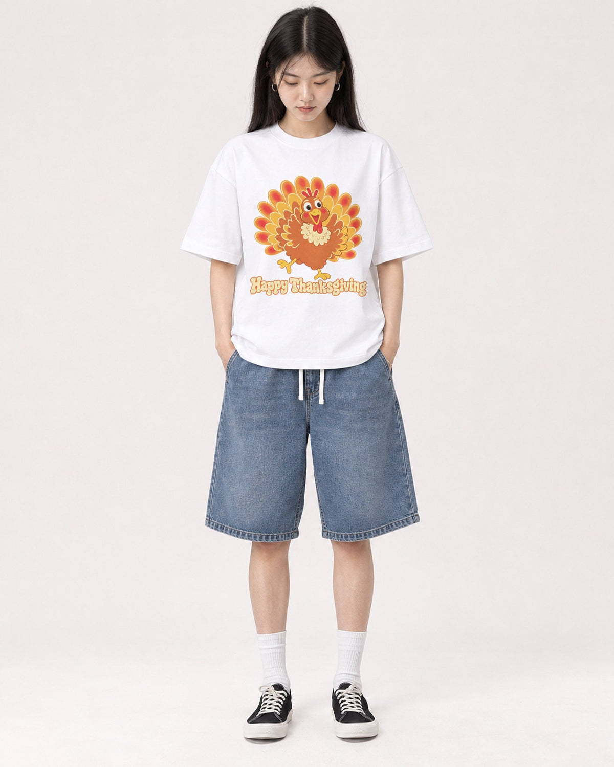 Mockup Boxy Heavyweight Tee White female full-body 01