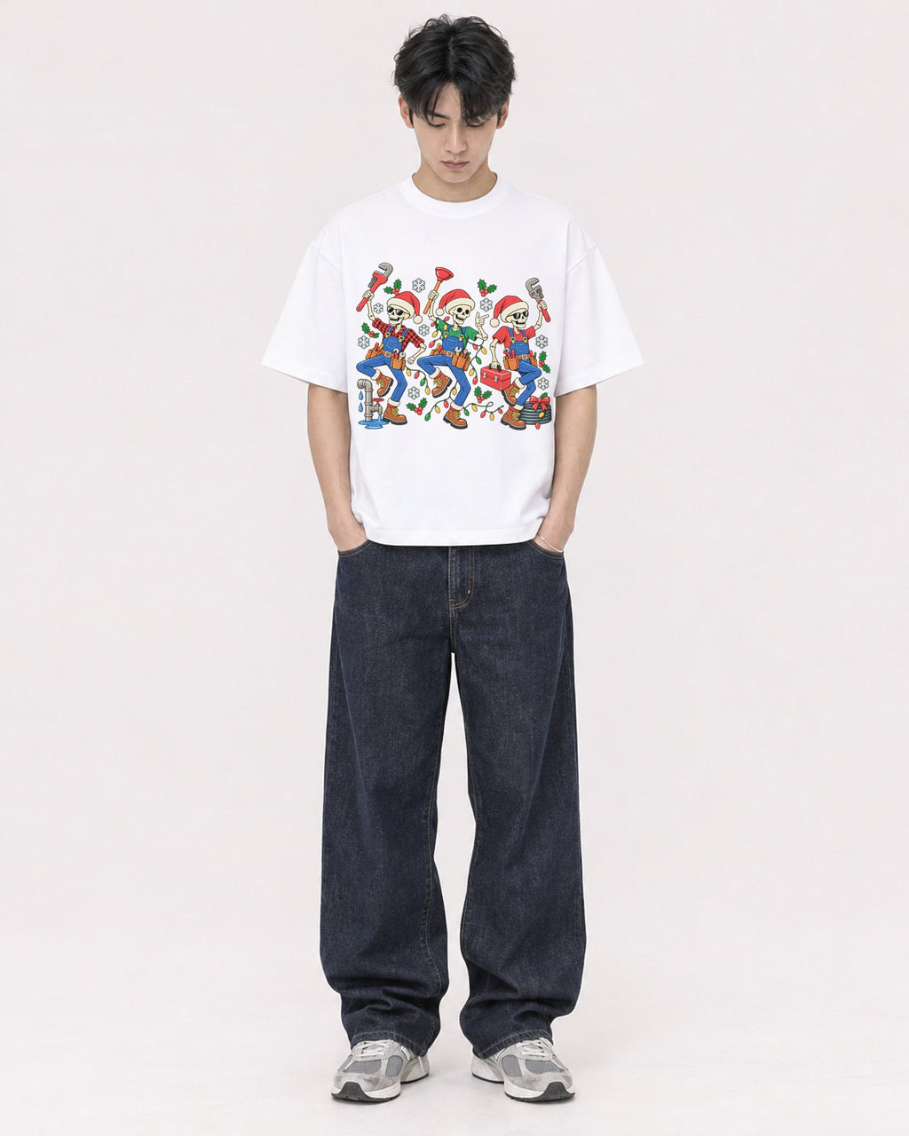 Mockup Boxy Heavyweight Tee White male full-body 31