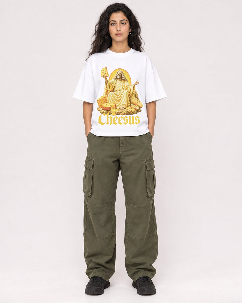 Mockup Boxy Heavyweight Tee White female full-body 07