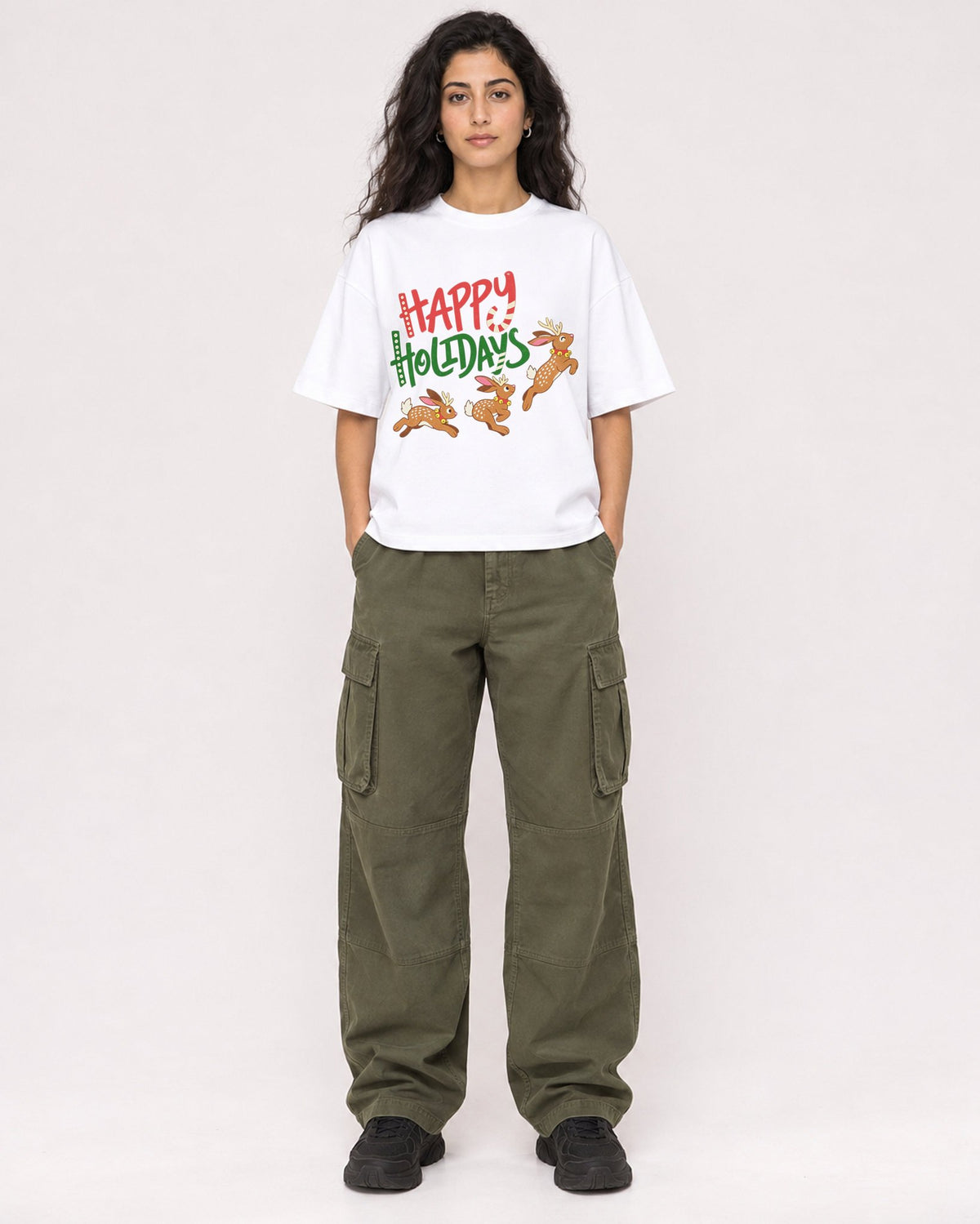 Mockup Boxy Heavyweight Tee White female full-body 07