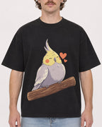 Mockup Boxy Heavyweight Tee Black male close-up 09