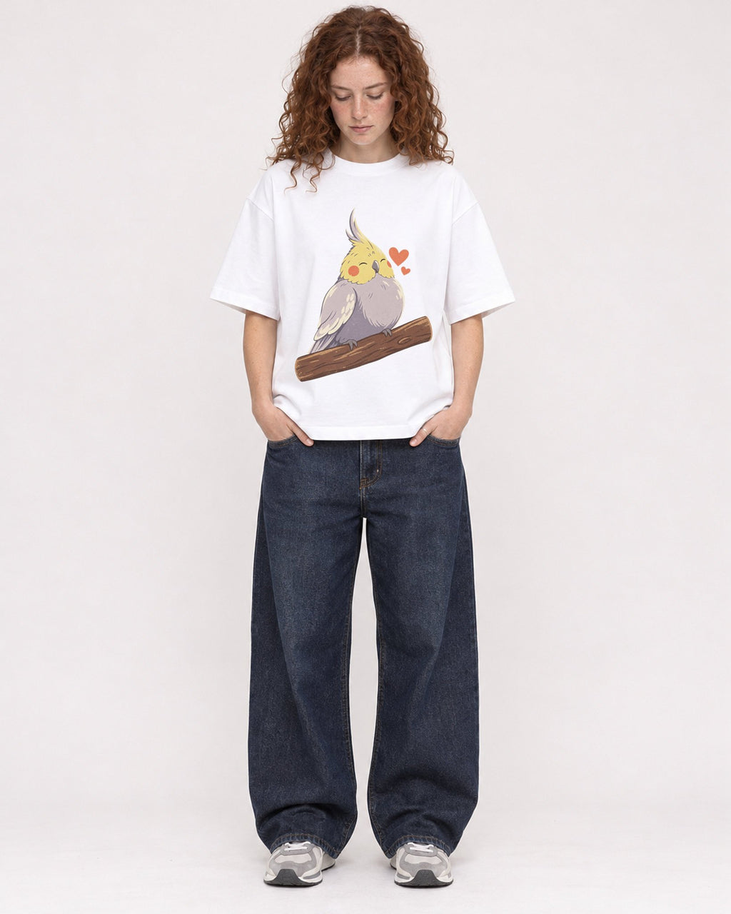 Mockup Boxy Heavyweight Tee White female full-body 09
