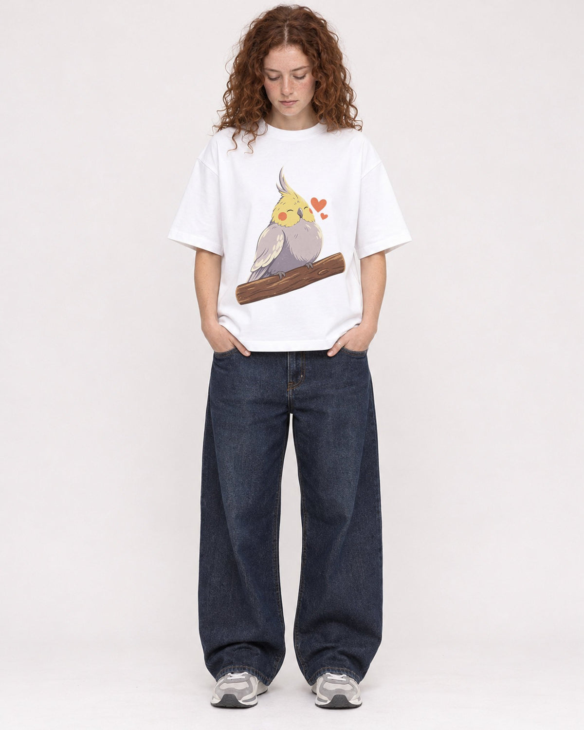 Mockup Boxy Heavyweight Tee White female full-body 09