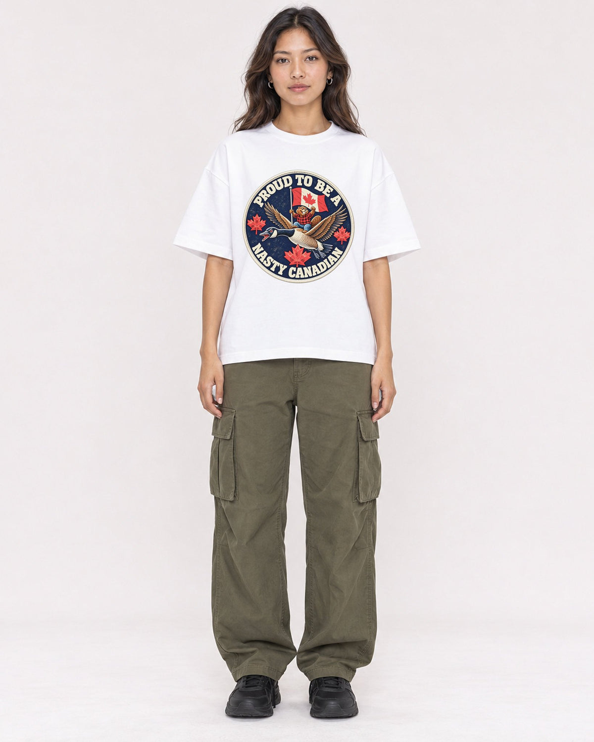 Mockup Boxy Heavyweight Tee White female full-body 02