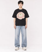 Mockup Boxy Heavyweight Tee Black male full-body 01