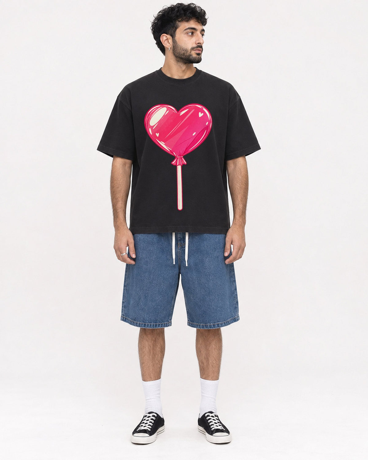 Mockup Boxy Heavyweight Tee Black male full-body 07