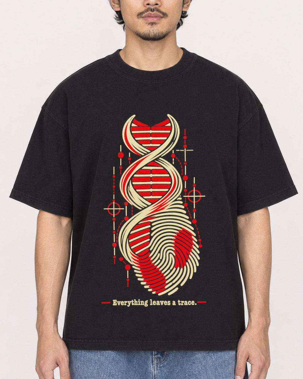 Mockup Boxy Heavyweight Tee Black male close-up 02