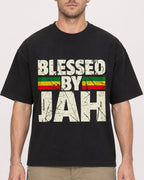 Mockup Boxy Heavyweight Tee Black male close-up 08