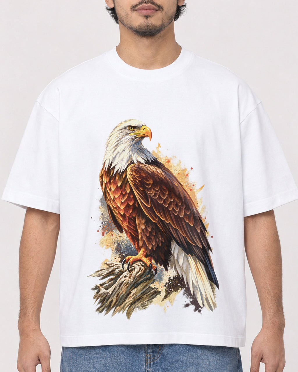 Mockup Boxy Heavyweight Tee White male close-up 02
