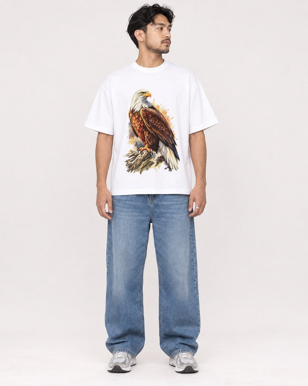 Mockup Boxy Heavyweight Tee White male full-body 02