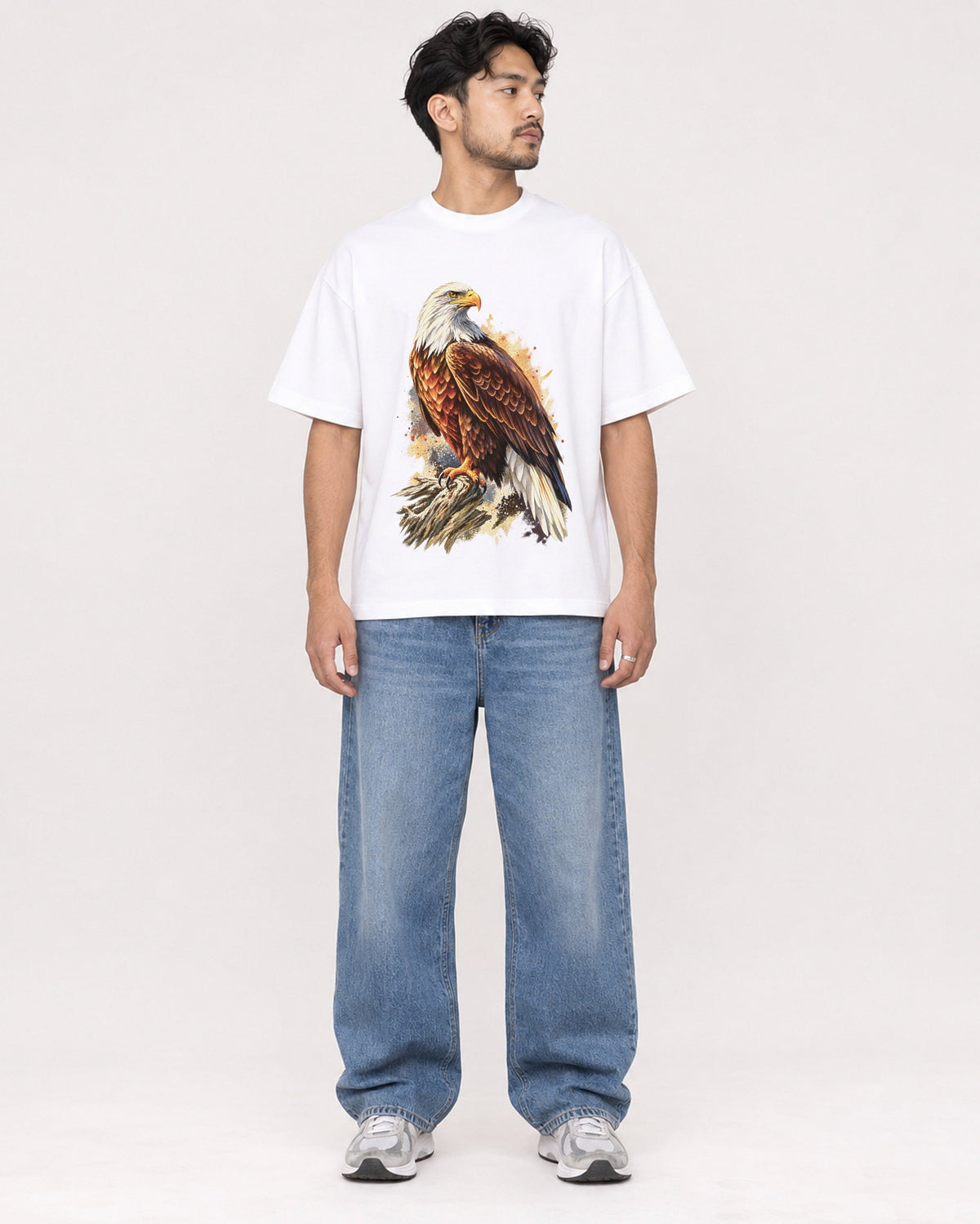 Mockup Boxy Heavyweight Tee White male full-body 02