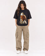 Mockup Boxy Heavyweight Tee Black female full-body 02