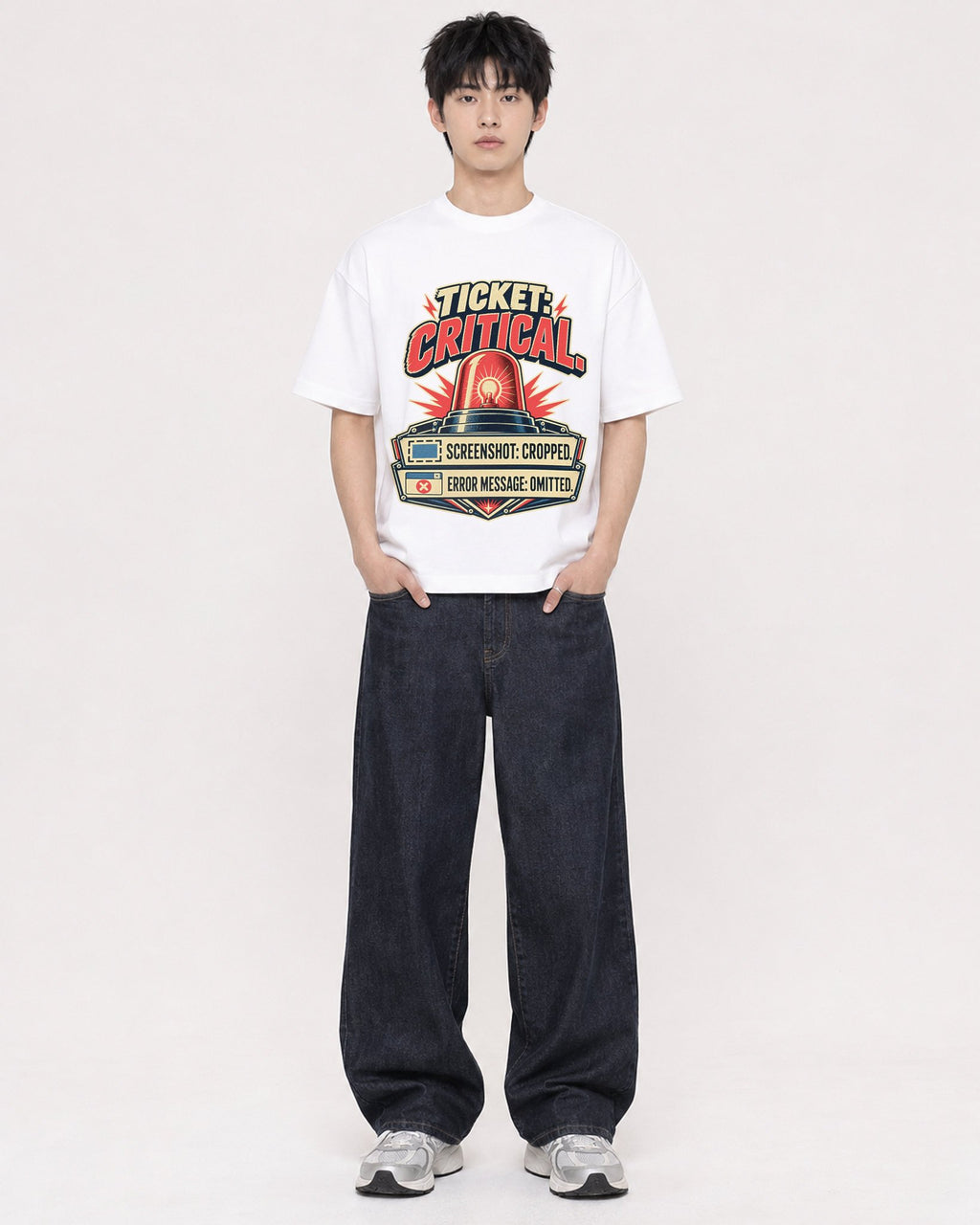 Mockup Boxy Heavyweight Tee White male full-body 01