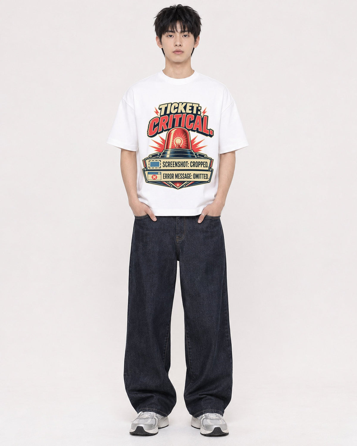Mockup Boxy Heavyweight Tee White male full-body 01