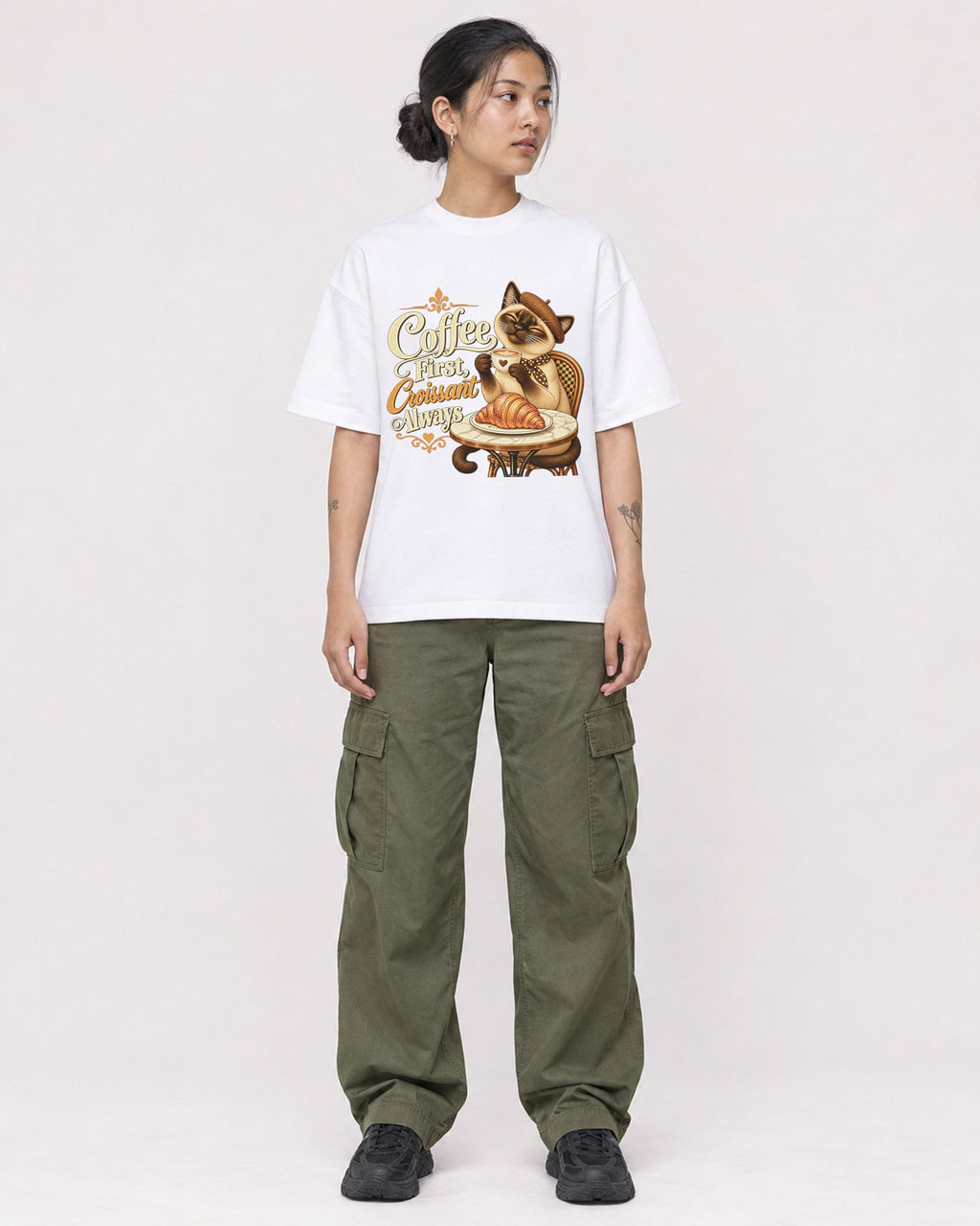 Mockup Boxy Heavyweight Tee White female full-body 12