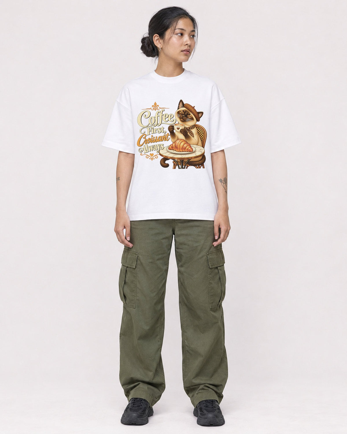Mockup Boxy Heavyweight Tee White female full-body 12