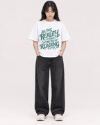 Mockup Boxy Heavyweight Tee White female full-body 13