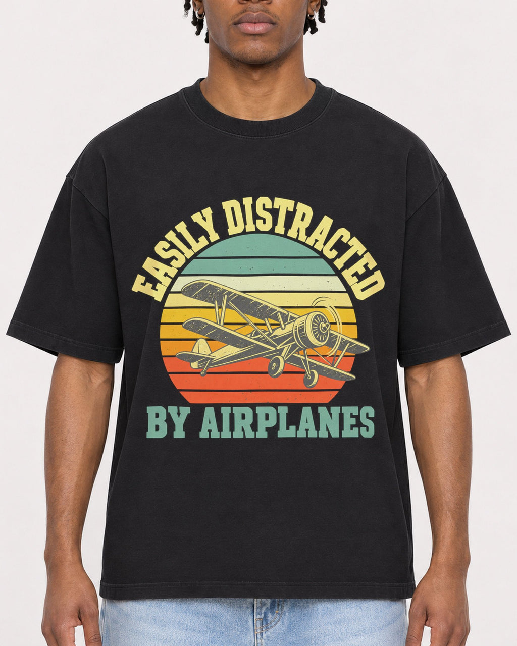 Mockup Boxy Heavyweight Tee Black male close-up 05