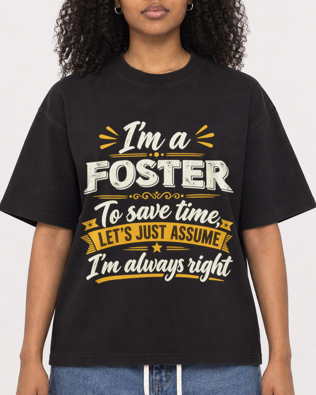 Mockup Boxy Heavyweight Tee Black female close-up 05