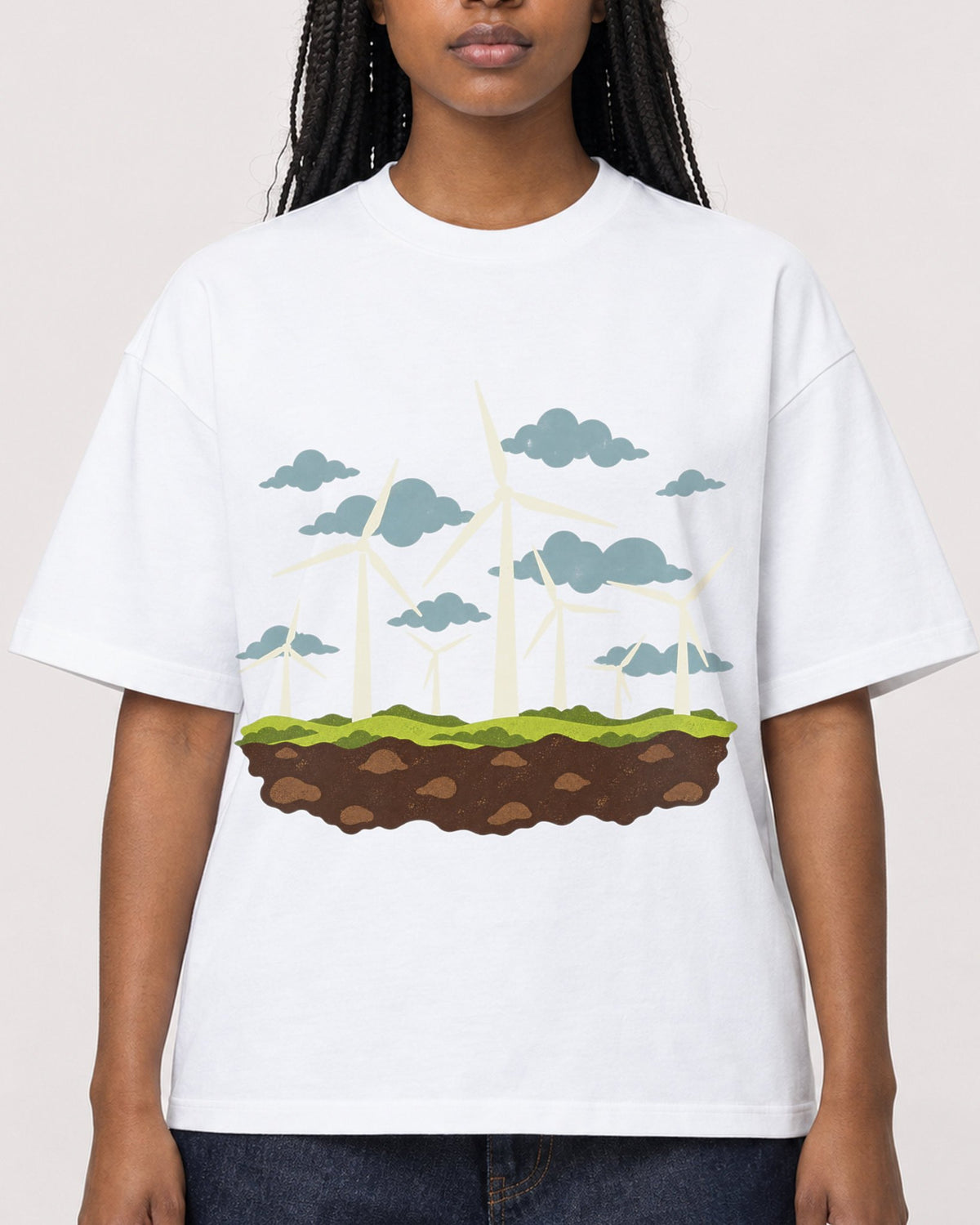 Mockup Boxy Heavyweight Tee White female close-up 04