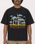 Mockup Boxy Heavyweight Tee Black male close-up 04